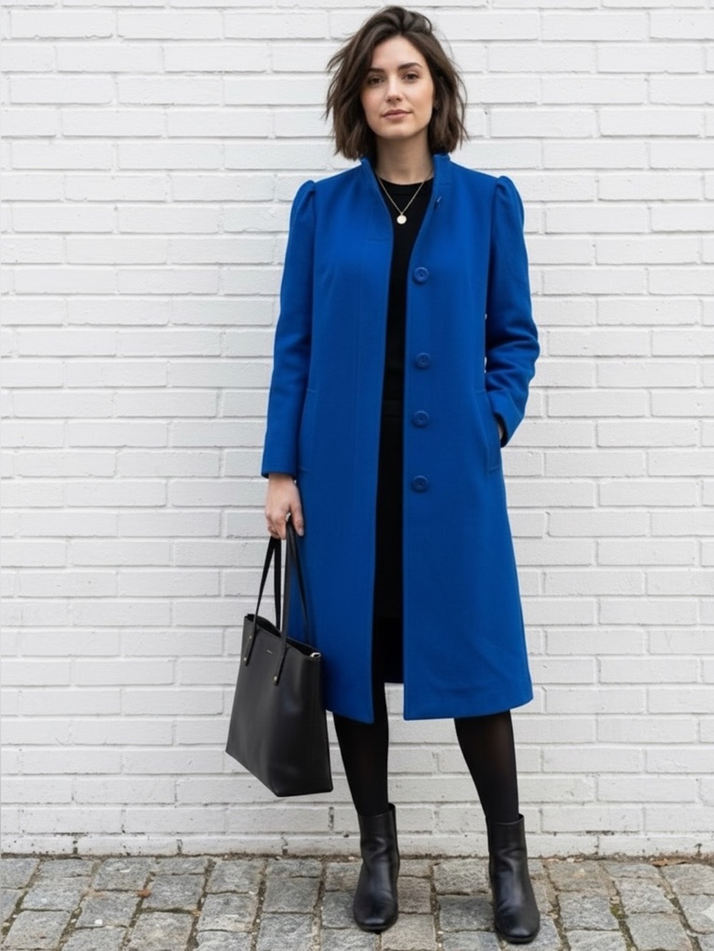 Vintage Women’s Royal Blue Wool Long Overcoat Topper Coat Small Billycoat